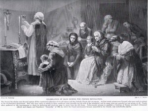 Fejring af messen under den franske revolution, illustration fra "Hutchinson